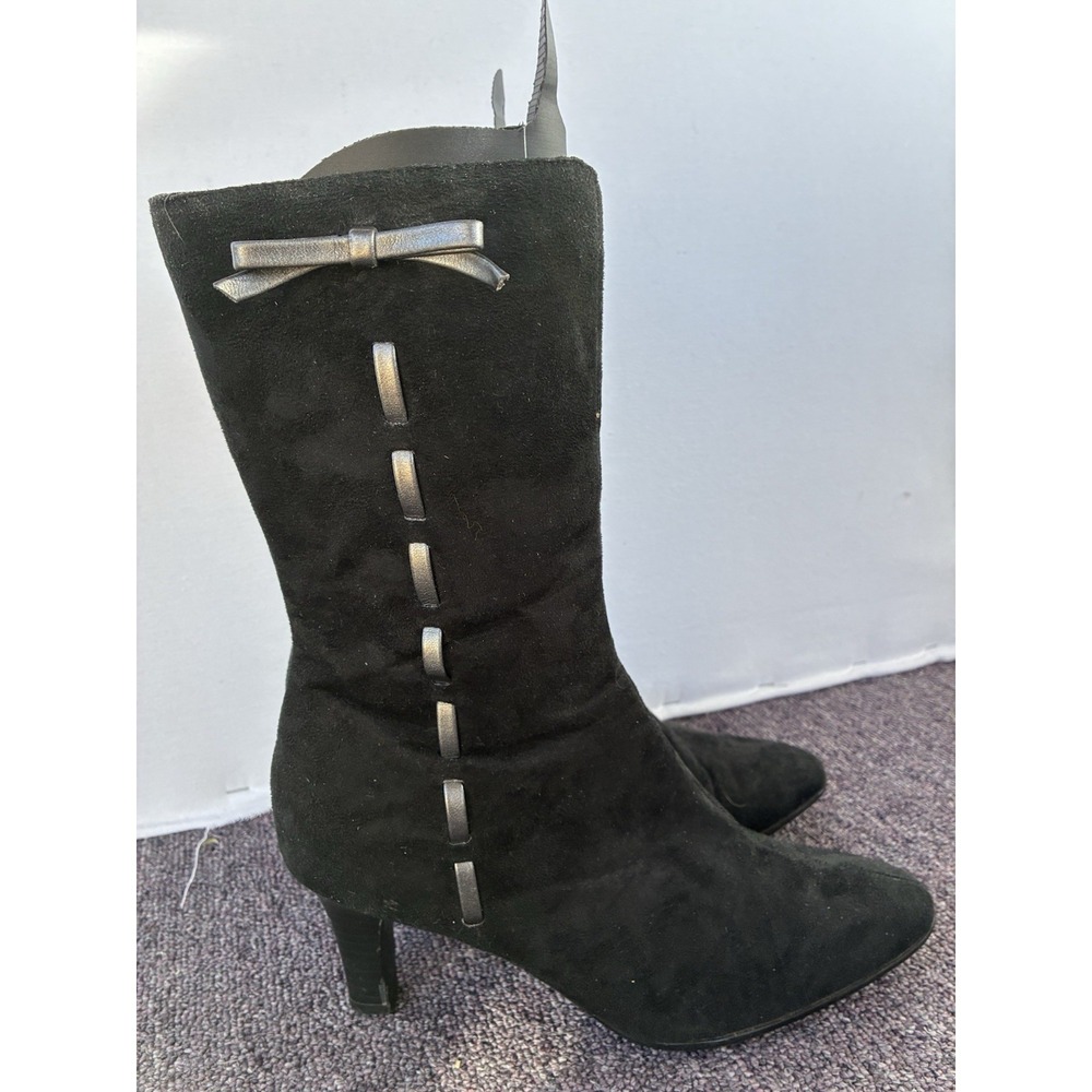 Predictions Black Heeled Boots with Bow Womens 7.5 Grunge Gothic‎